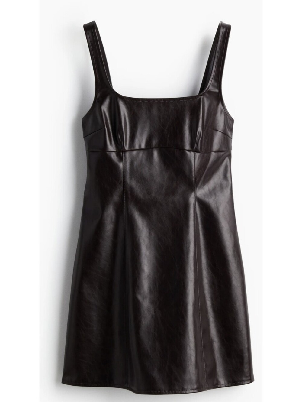 H&M DIVIDED Women's Faux Leather Flared-skirt dress Vegan Dark Burgundy Sz.L NEW